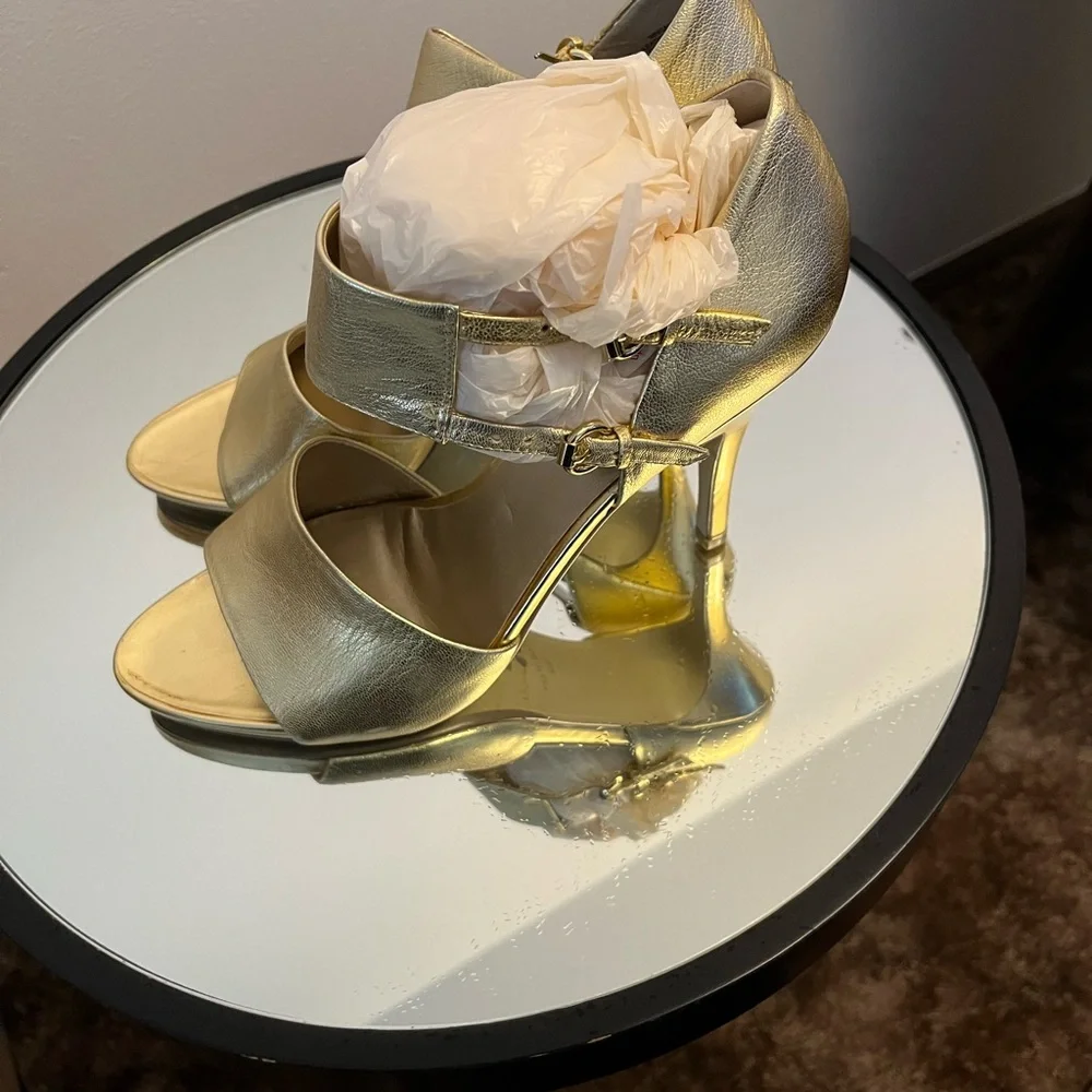 Soft Gold Nine West Sandals - Picture 2 of 5